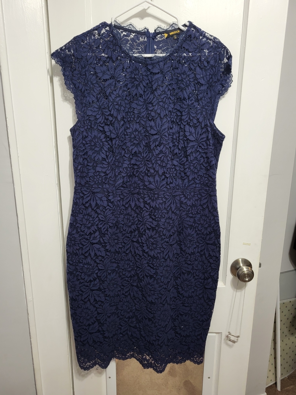 Miusol Dark Navy Floral Lace Sheath Dress 2xl